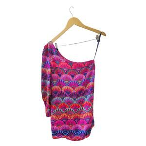 Alice & Trixie 100% silk, one sleeved colorful geometric dress USA sized XS